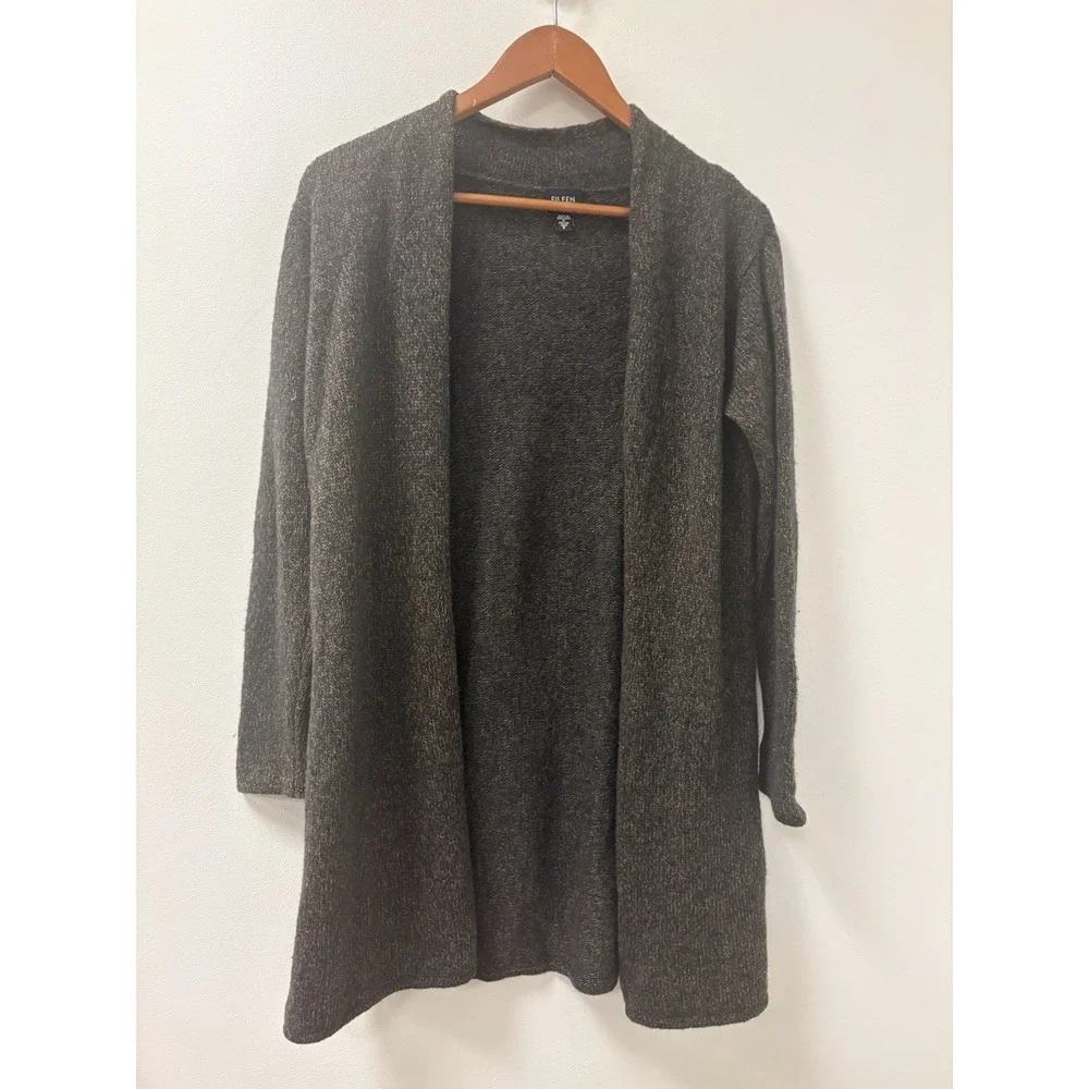 Eileen Fisher Cardigan Women's Sz Small Wool Open Front Brown